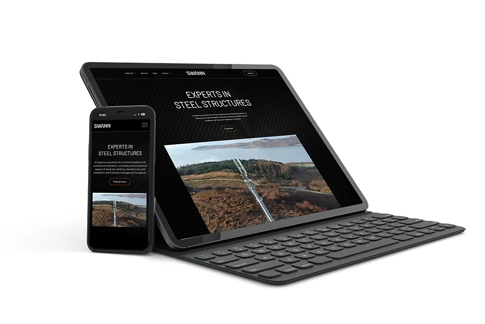 se Swann Engineering website shown on a tablet and phone