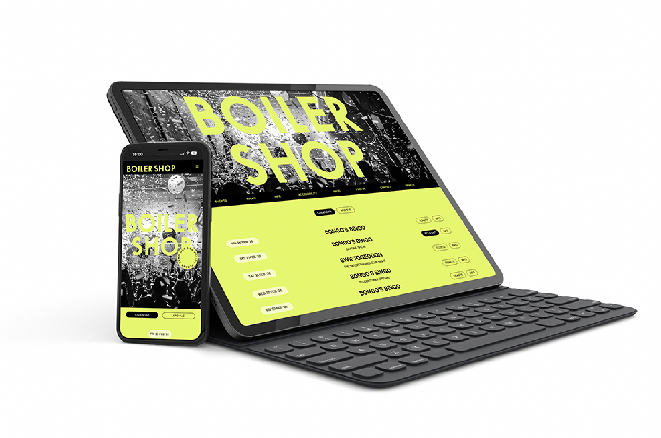 Boiler Shop website shown on a tablet and phone