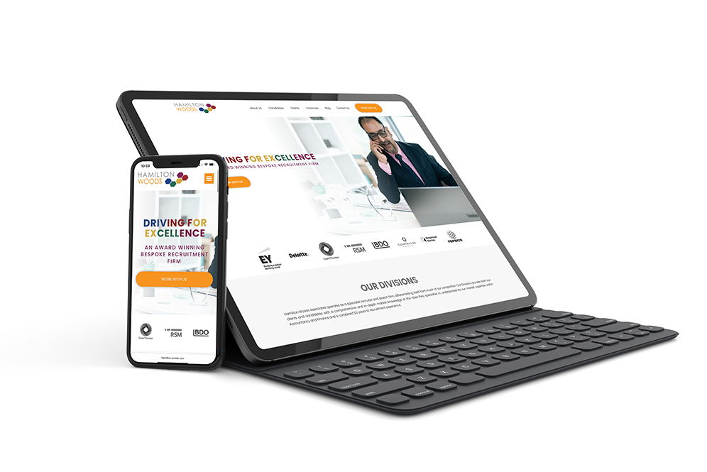 Hamilton Woods website shown on a tablet and phone