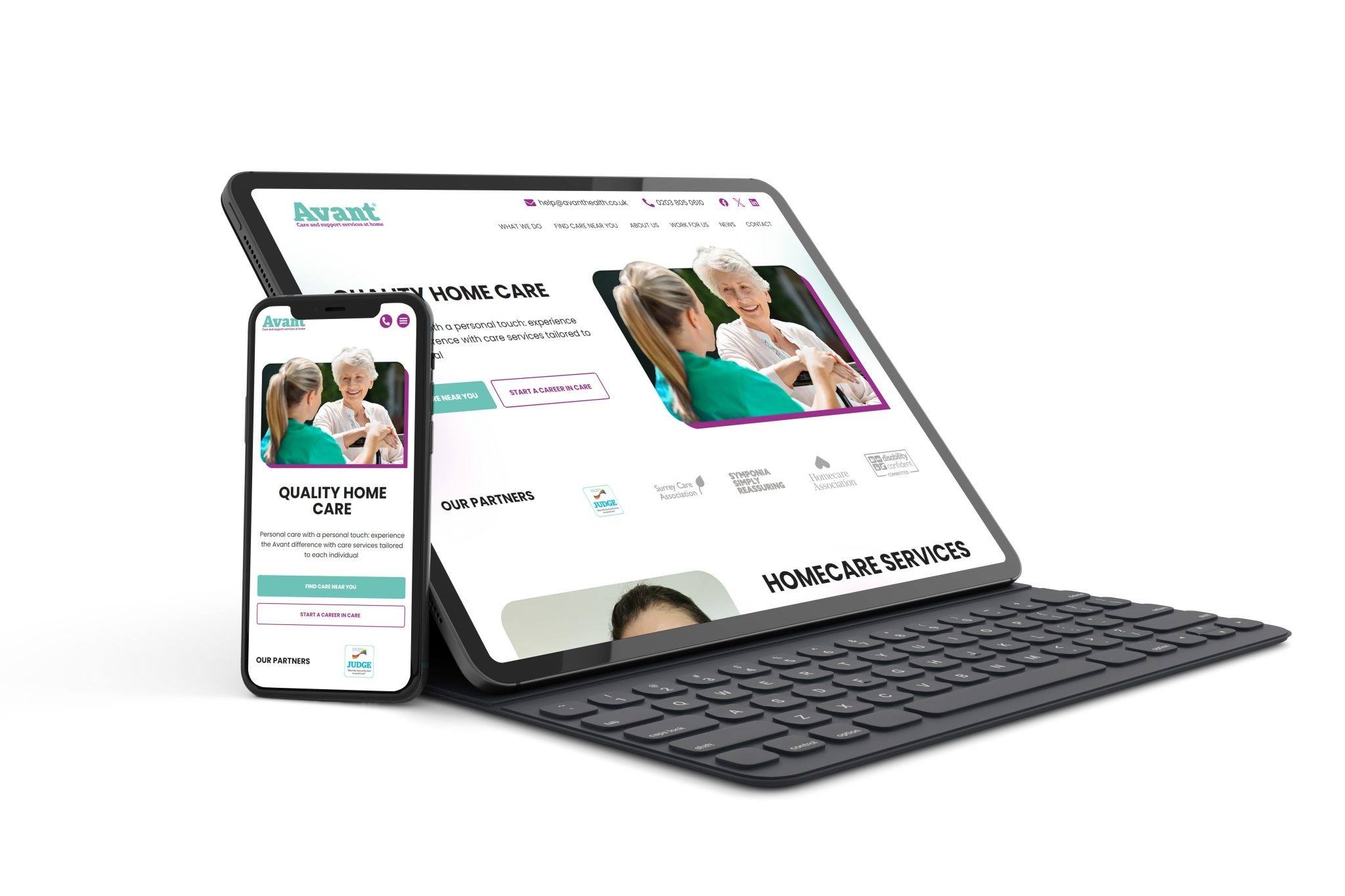 Avant Homecare Avant Homecare website shown on a tablet and phone
