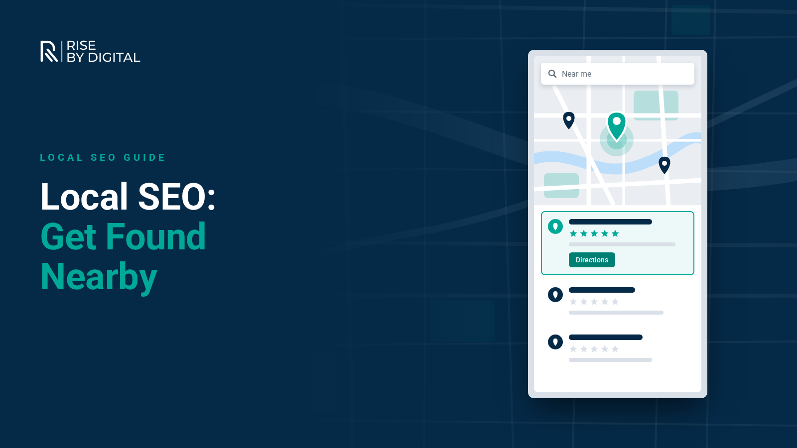 How to use local SEO Smartphone showing a local map search with three business listings, one highlighted with star reviews