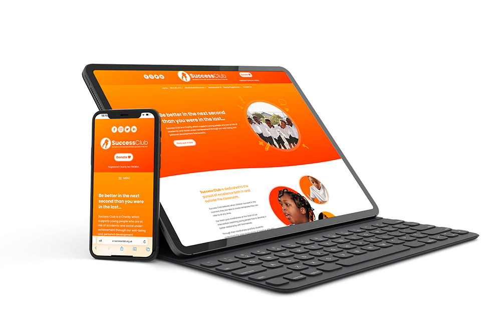 Success Club website shown on a tablet and phone