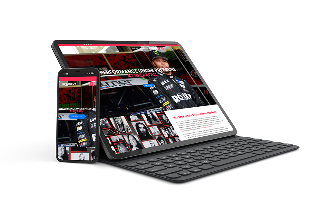 so SpeakOut website shown on a tablet and phone
