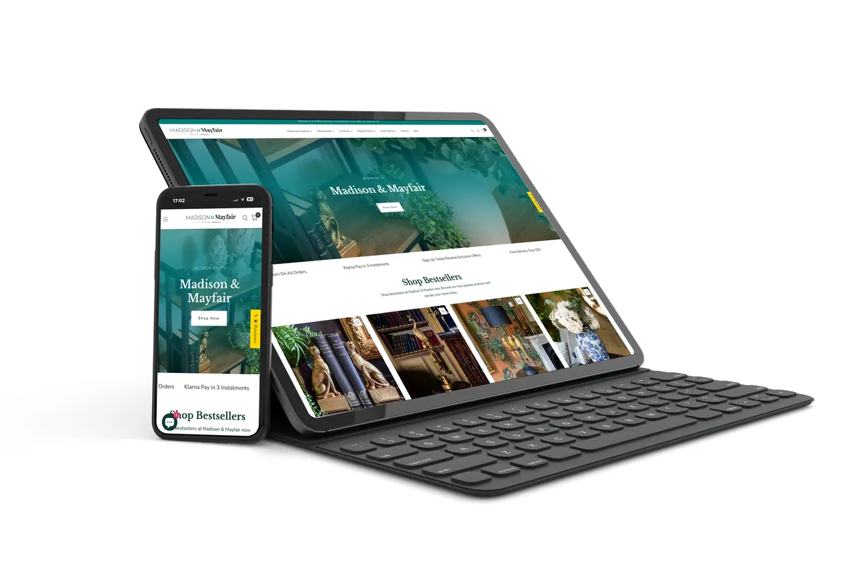Madison & Mayfair Madison & Mayfair online store shown on tablet and phone