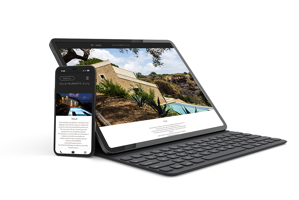 Villa Palmento Villa Palmento website shown on a tablet and phone