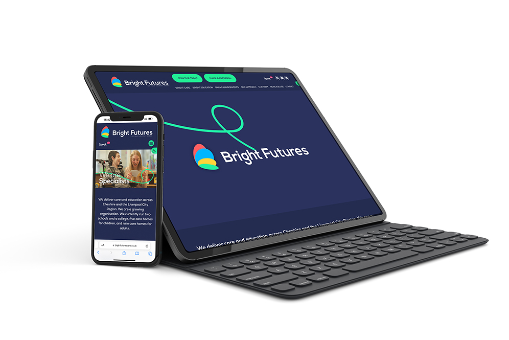 devices brightfutures Bright Futures Care website shown on a tablet and phone