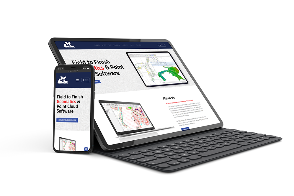 Applications In CADD website shown on a tablet and phone