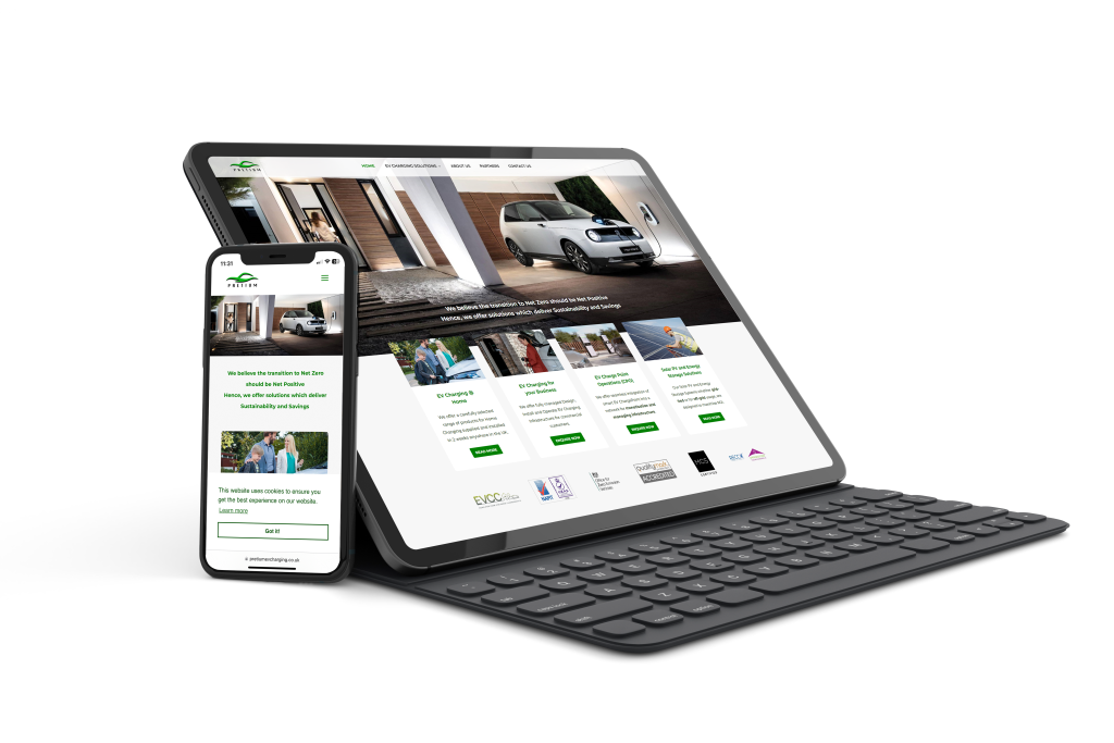 pretium browser on devices 1024x683 Pretium EV Charging website shown on a tablet and phone