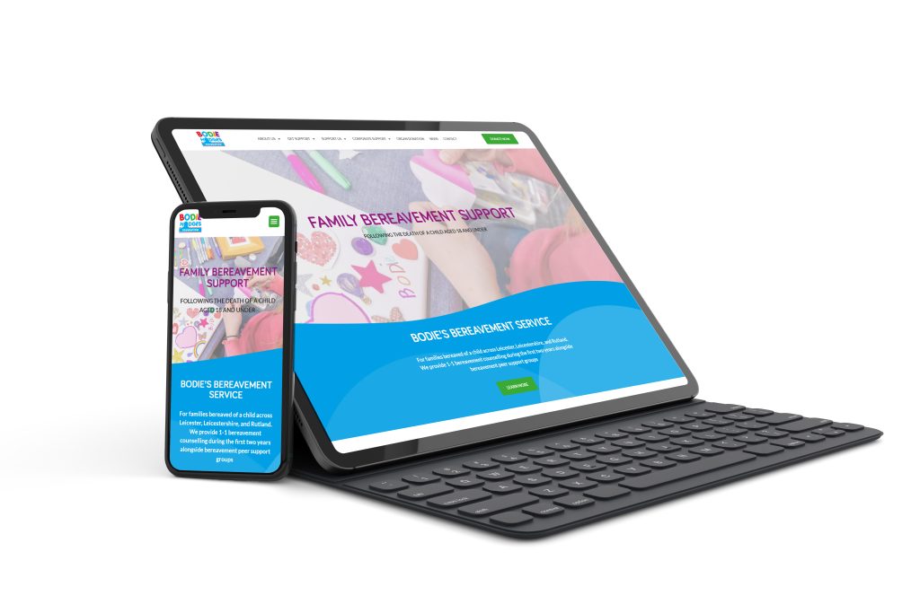 Laptop and mobile BHF Bodie Hodges Foundation website shown on a tablet and phone