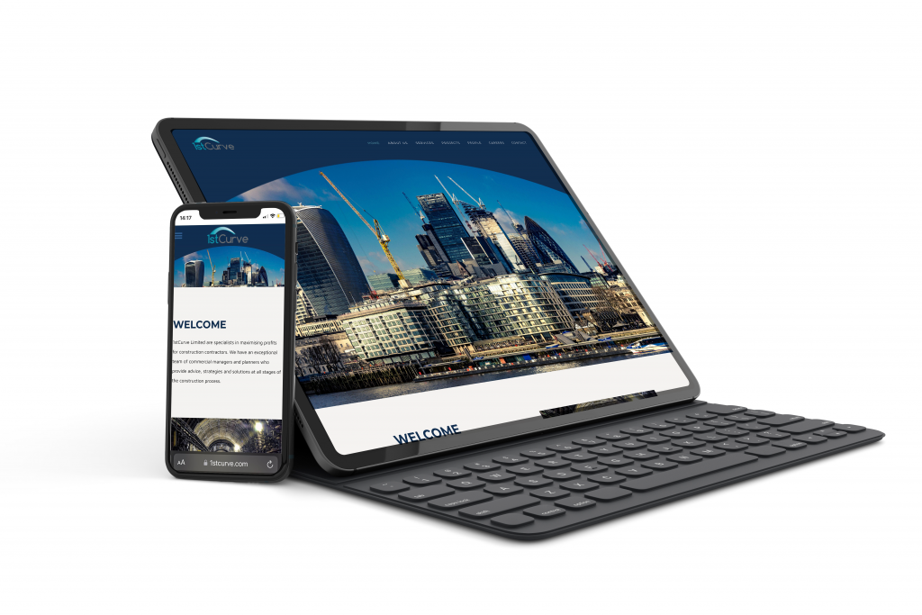 1st Curve website shown on a tablet and phone