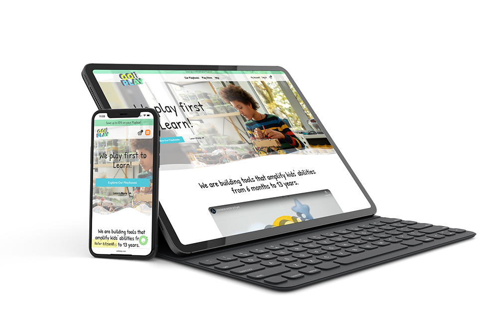 Ooliplay devices OOliPlay website shown on a tablet and phone