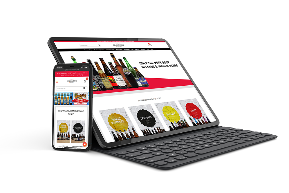 devices tbbc The Belgian Beer Company website shown on a tablet and phone