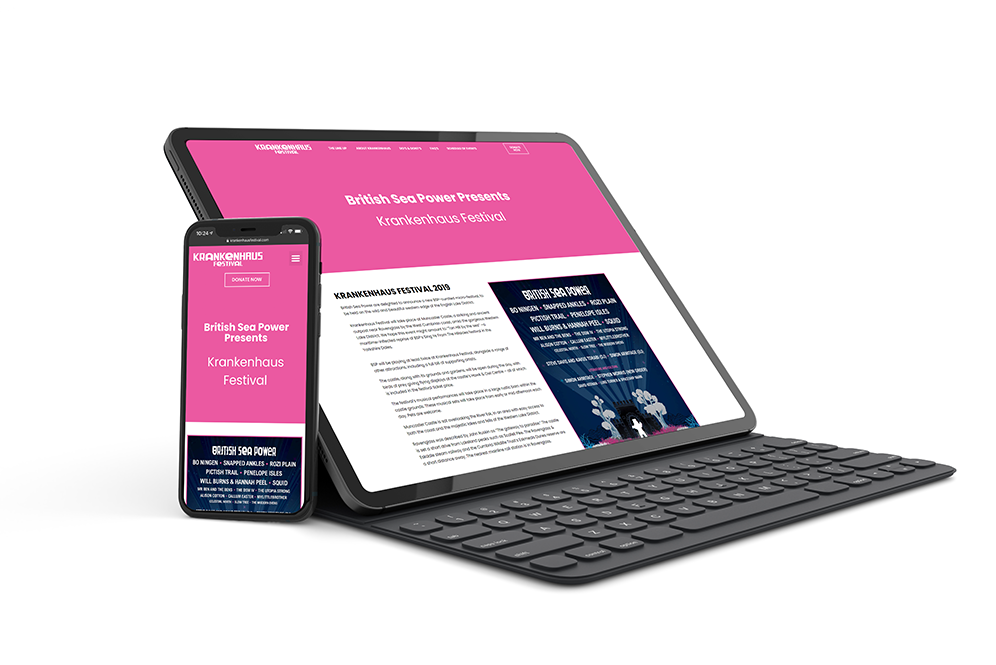 devices krankenhaus Krankenhaus Festival website shown on a tablet and phone