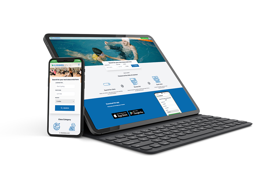 Classbees website shown on a tablet and phone