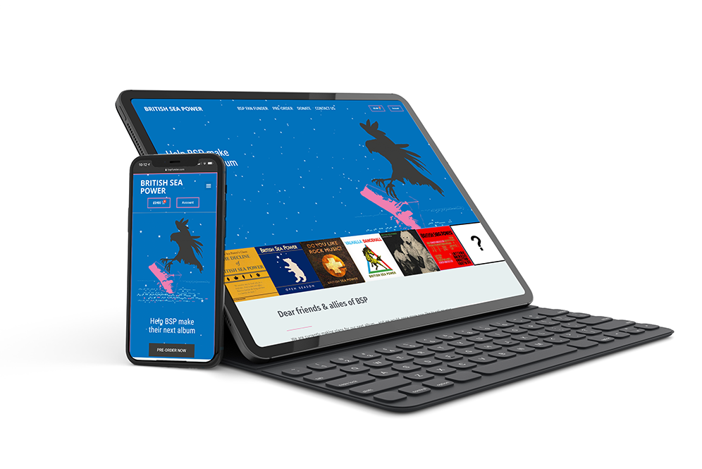devices bsp Sea Power Funder website shown on a tablet and phone